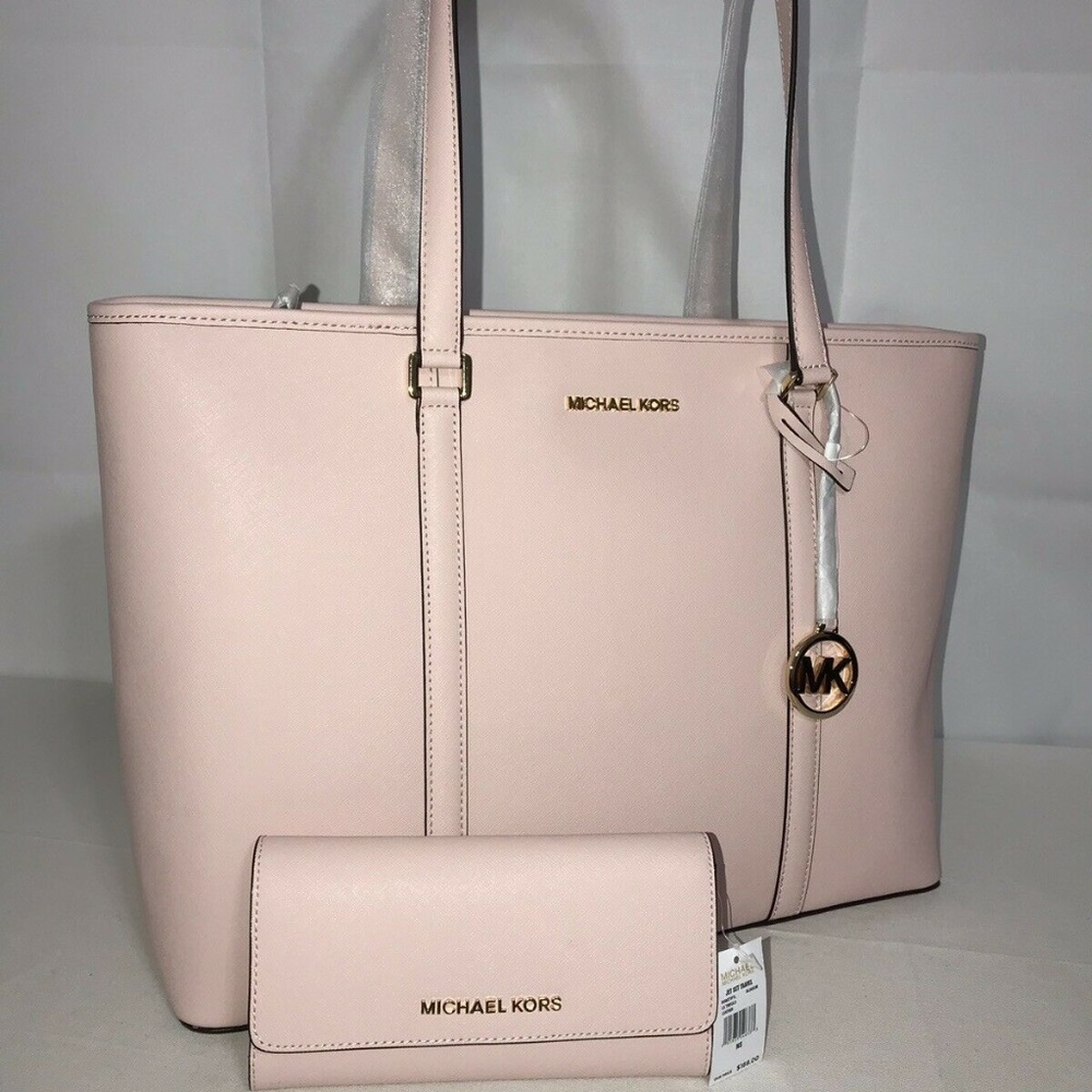 2Pc Michael Kors Sady Lrg Leather Tote + Wallet